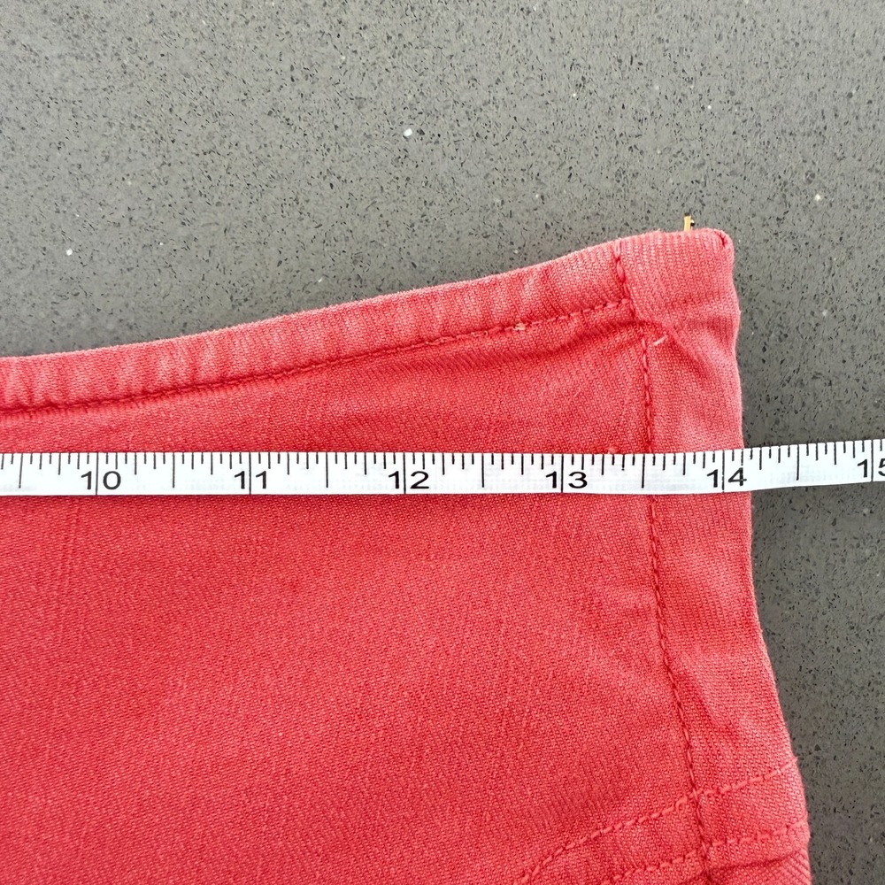 Mother The Ruffle Mini Skirt Size 27 (4) Hot Coral Denim Boho Coastal Cowgirl - Picture 11 of 13